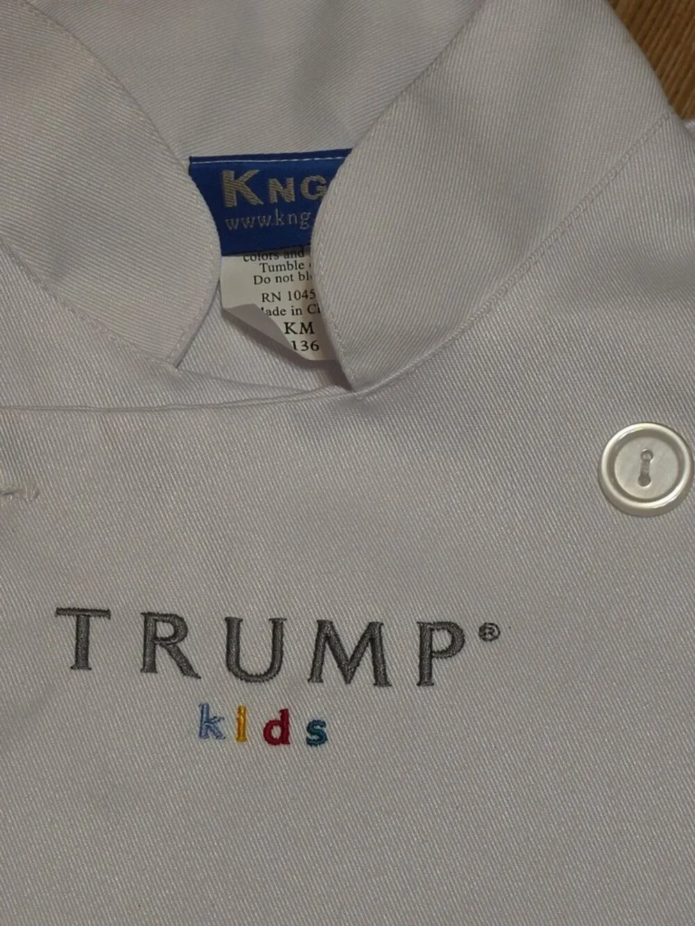 Vtg Trump Kids Hotel Chef Coat Jacket Child Size KM KNG Hospitality Memorabilia
